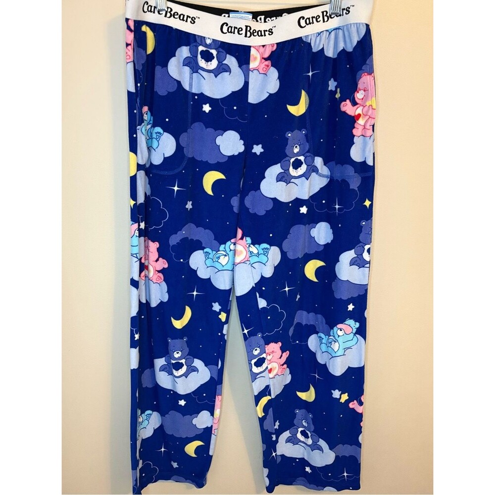 Care Bears Pajama Pants Large 12/14 Blue Fleece Lounge Sleep